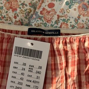 Brandy Melville Coral Pink Gingham Mini Skirt